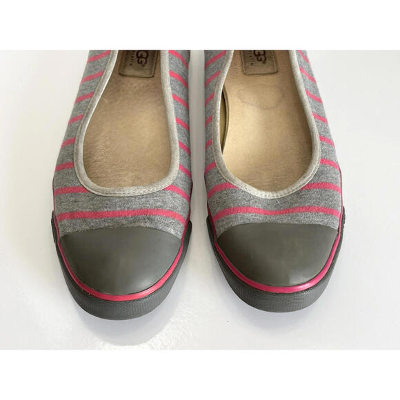 UGG Neema Women’s Size 10 Grey Pink Striped Ballet Flats Slip On Comfort Shoes - Picture 6 of 13